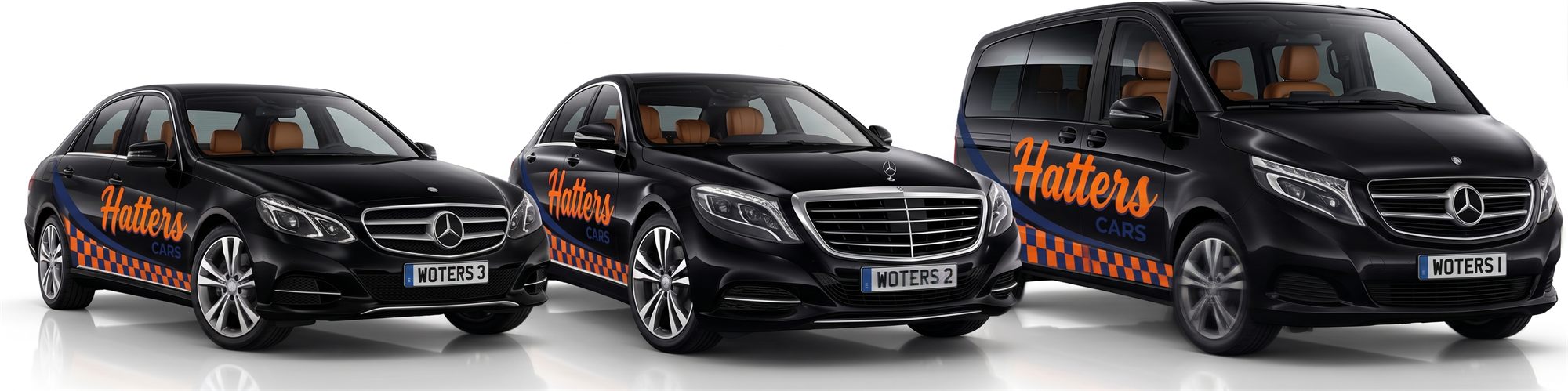 The Hatters Cars fleet: executive saloons and a people-carrier in Hatters livery
